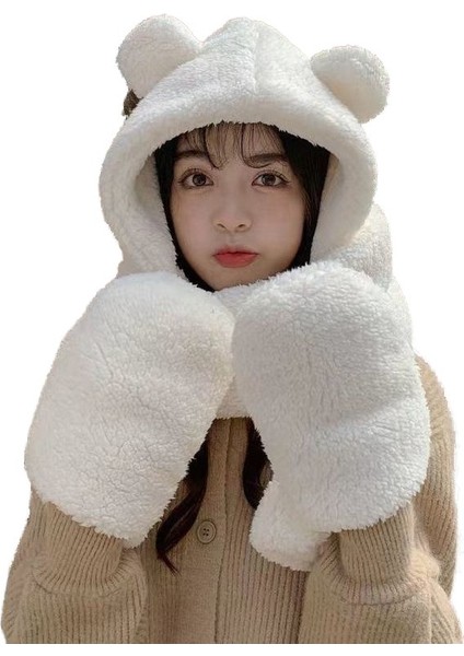 Ayı Kulaklı Şapka Kapüşonlu Eşarp (Yurt Dışından)