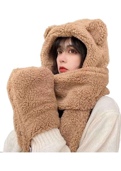 Ayı Kulaklı Şapka Kapüşonlu Eşarp (Yurt Dışından) fiyatları