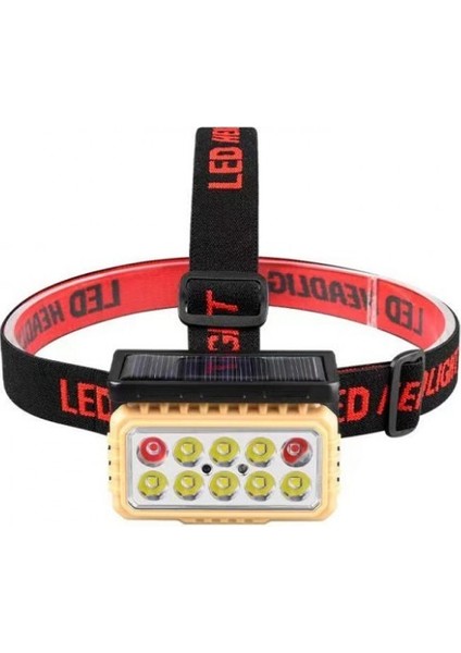 Kafa Lambası Cob 10W Solar-Şarzlı Çakarlı