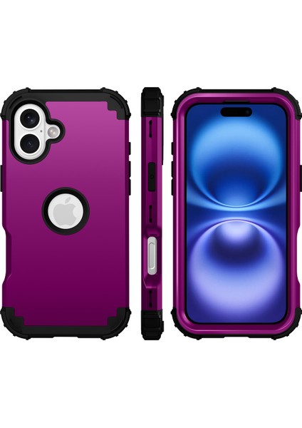 iPhone 16 Için Yumuşak Silikon Sert Pc Tampon Telefon Kılıfı - Mor (Yurt Dışından) modelleri