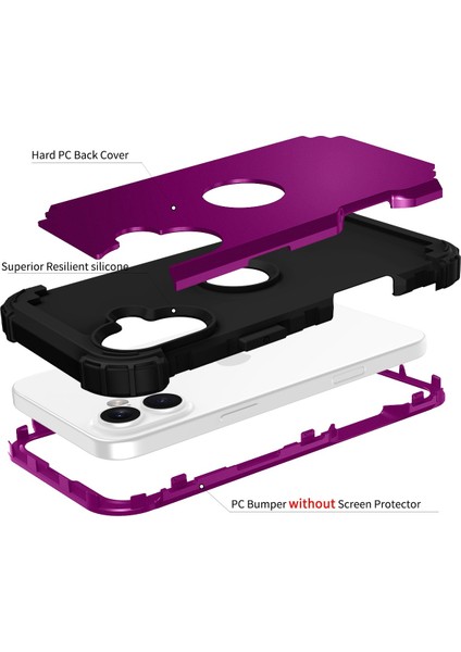 iPhone 16 Için Yumuşak Silikon Sert Pc Tampon Telefon Kılıfı - Mor (Yurt Dışından) fırsatları