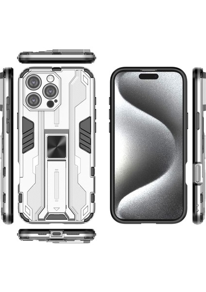 iPhone 16 Pro Max Için Çift Katmanlı Pc Tpu Bumper Hibrit Kaymaz Telefon Kılıfı - Gümüş (Yurt Dışından) fiyatları