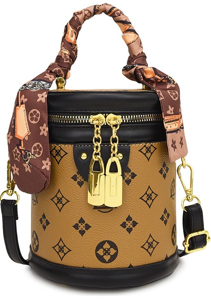 Moda Taşınabilir Silindirik Kova Crossbody Çanta (Yurt Dışından)