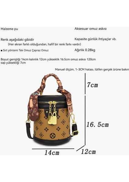 Moda Taşınabilir Silindirik Kova Crossbody Çanta (Yurt Dışından)