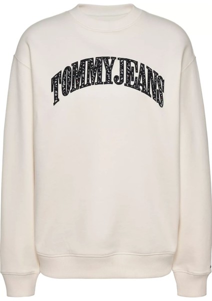 Kadın Tjw Rlx Floral Varsity Crew Sweatshirt - Kırık Beyaz