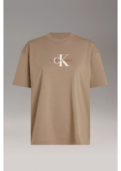 Kadın Ck Monologo Boyfriend T-Shirt - Kahverengi