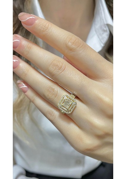 Altın Kare Baget Yüzük
