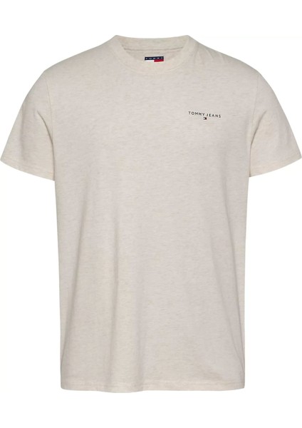 Erkek Tjm Slim Linear Chest T-Shirt - Ekru