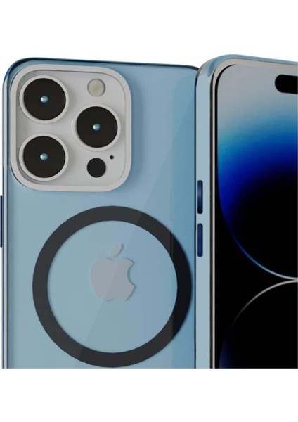 iPhone 15 Pro Max Uyumlu Metal Mıknatıslı Standlı Magsafe Ince Sert Paris Silikon Kılıf
