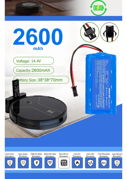 Wiami Fx8 Uyumlu Batarya 2600MAH Pil Robot Süpürge Bataryası