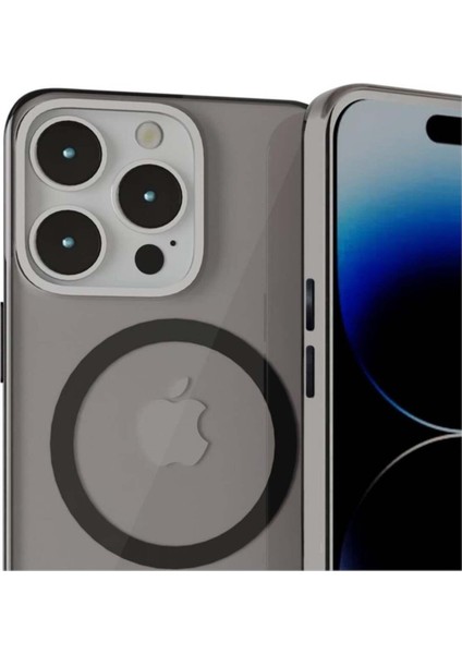 iPhone 15 Pro Uyumlu Metal Mıknatıslı Standlı Magsafe Ultra Ince Sert Paris Silikon Kılıf