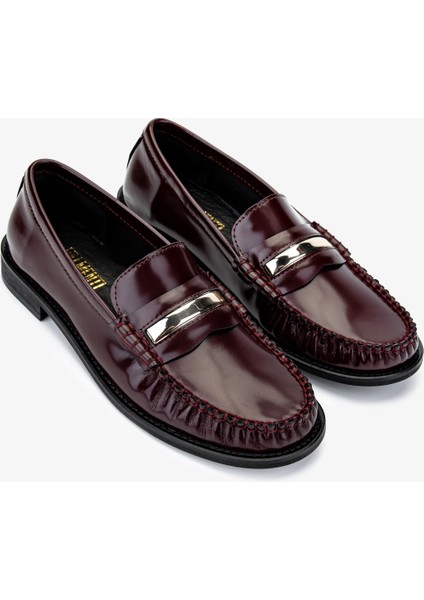 Kadın Bordo Loafer Ayakkabı 937 Mng-09 Bn Ayk SK24-25 Bordo Acma