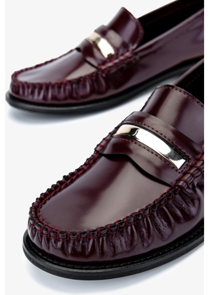 Kadın Bordo Loafer Ayakkabı 937 Mng-09 Bn Ayk SK24-25 Bordo Acma