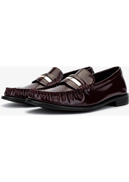 Kadın Bordo Loafer Ayakkabı 937 Mng-09 Bn Ayk SK24-25 Bordo Acma