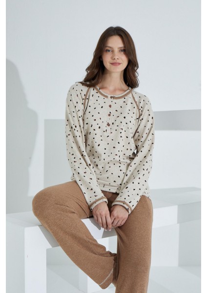 %100 Pamuk Uzun Kol Kadın Pijama Takımı 98412 modelleri