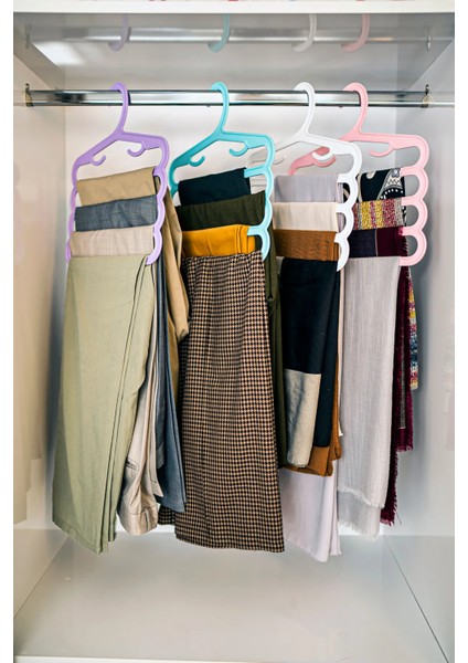 1 Adet 4 Katlı Dolap Içi Pantalon Eşarp Şal Askısı Çoklu Askılık Dekoratif Katlı Akıllı Askı