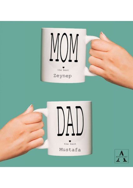 Kişiye Özel Mom And Dad Tasarımlı 2'li Hediye Kupa Bardak