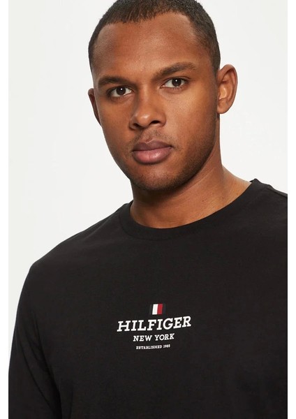 Tommy Hilfiger Logolu Erkek Siyah T-Shirt