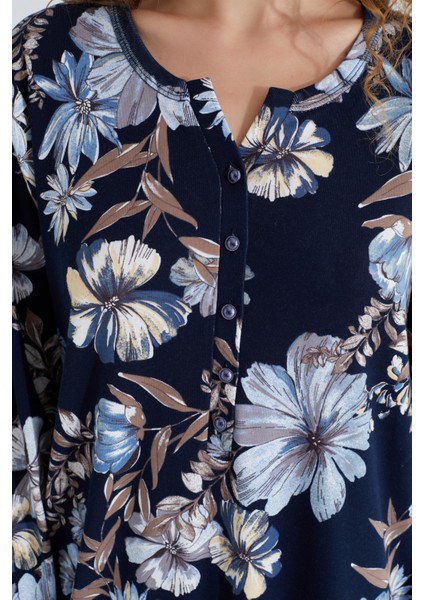 %100 Pamuk Uzun Kol Kadın Elbise Gecelik 91307 modelleri