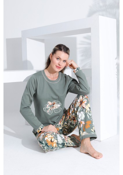 Pamuk Uzun Kol Kadın Pijama Takımı 98234