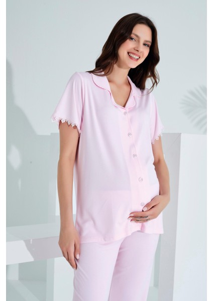 Bambu Boydan Düğmeli Hamile Lohusa Pijama Takım 30201-30205