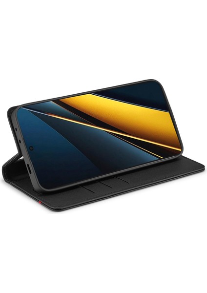 Xiaomi Poco X6 Pro 5g Pu Deri Karbon Fiber Doku Standı Folyo Telefon Kapağı (Yurt Dışından)