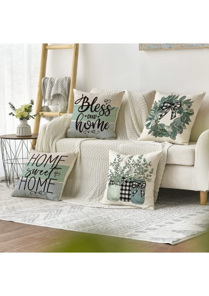 Bahar Yastık Kapakları 18 x 18 4'lü Set, Bahar Süslemeleri, Okaliptüs Çiftlik Evi Kanepe Için Yastık Yastık Kılıfı Atın,наволочка (Yurt Dışından) modelleri