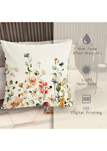 Bahar Yastık Kapakları 18X18 4 Set Çiftlik Evi Atmak Yastık Bahar Süslemeleri Çiçek Yastık Kılıfı Ev Dekor Için,наволочка (Yurt Dışından)