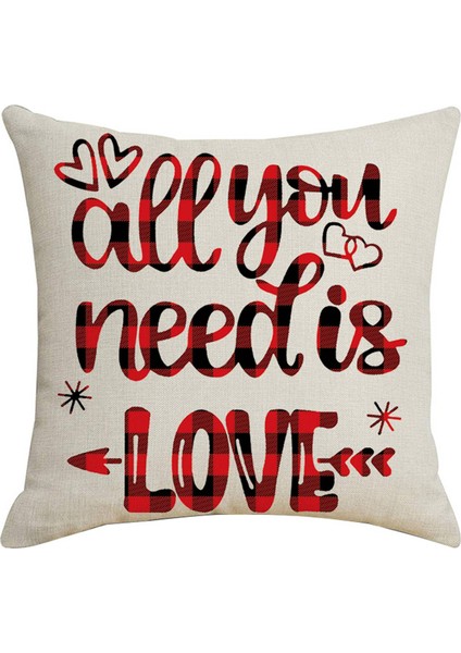 4 Adet Aşk Keten Dekoratif Minder Örtüsü 45X45CM Romantik Gün Hediyesi Desen Yastık Kılıfı Oturma Odası Yatak Için,наволочка (Yurt Dışından)