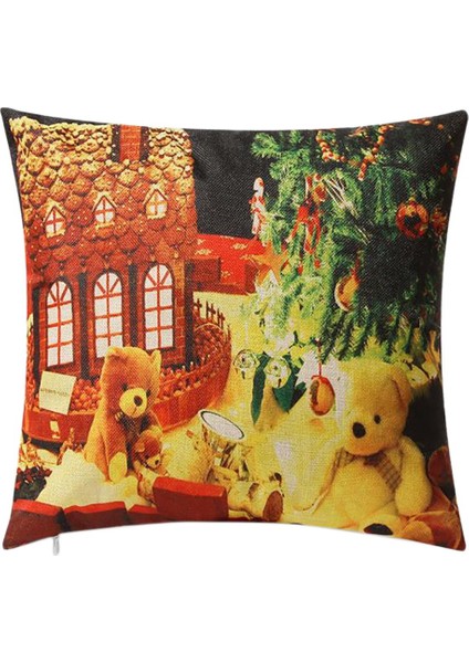 Noel Yastık Kılıfı Noel Noel Baba Kare Ev Dekor Keten Yastık Kılıfı Yastık Kapakları Kanepe Koltuk Araba Hediye Için 45X45 Cm,наволочка (Yurt Dışından)