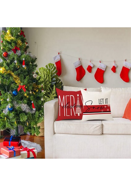 18X18 Inç Çiftlik Evi Keten Yastık Dekorasyon Kanepe Açık Ev Dekor Için Kare Noel Yastık Kılıfı Kapakları,наволочка (Yurt Dışından) modelleri