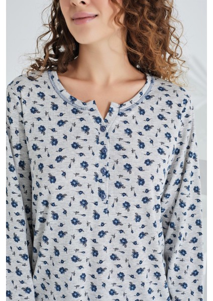 %100 Pamuk Uzun Kol Kadın Pijama Takımı 98280
