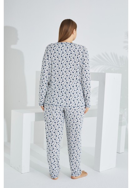 %100 Pamuk Uzun Kol Büyük Beden Kadın Pijama Takımı 98280BB fırsatları