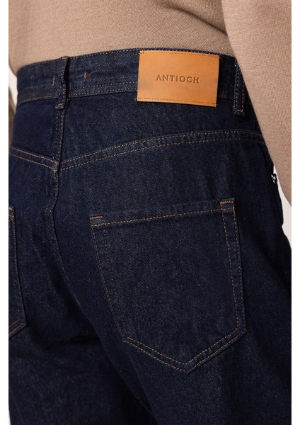 Koyu Mavi Yüksek Bel Regular Fit Erkek Kot Pantolon