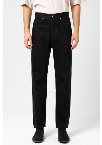 Siyah Yüksek Bel Regular Fit Erkek Kot Pantolon