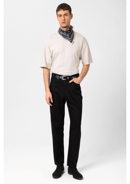 Siyah Yüksek Bel Regular Fit Erkek Kot Pantolon