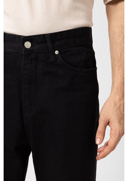Siyah Yüksek Bel Regular Fit Erkek Kot Pantolon