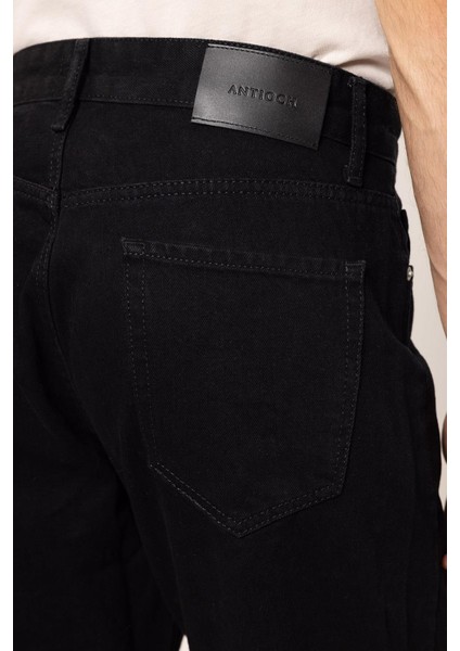 Siyah Yüksek Bel Regular Fit Erkek Kot Pantolon