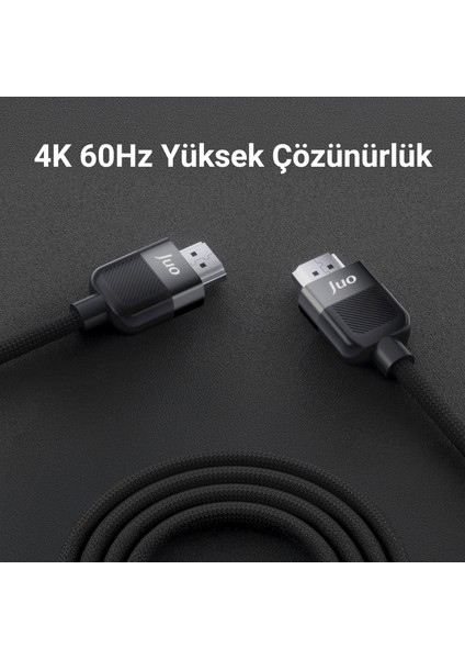 4K 60Hz 18GBPS Hdr Arc Hdcp Destekli HDMI 2.0 Örgülü Kablo 1 Metre