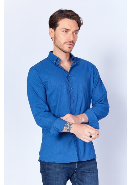 Likralı Esnek Dar Kesim Pensli Uzun Kol Gömlek | Indigo MES133008-01 fiyatları