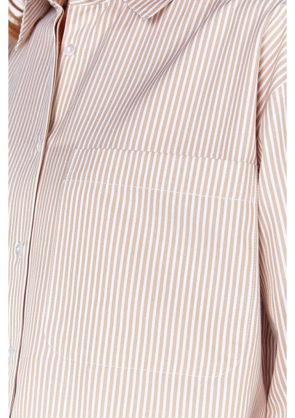 Taş Bağlama Detaylı Çift Cepli Çizgili Gömlek | MKS169147-01 fırsatları