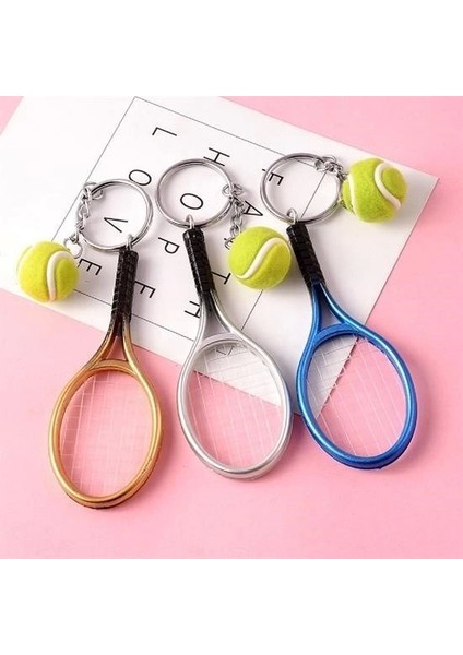 Gerçekçi Tenis Raketi Tasarımlı Şık Anahtarlık Kolye Çanta Süsü Tennis Keychain