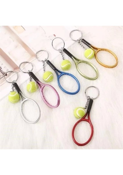 Gerçekçi Tenis Raketi Tasarımlı Şık Anahtarlık Kolye Çanta Süsü Tennis Keychain