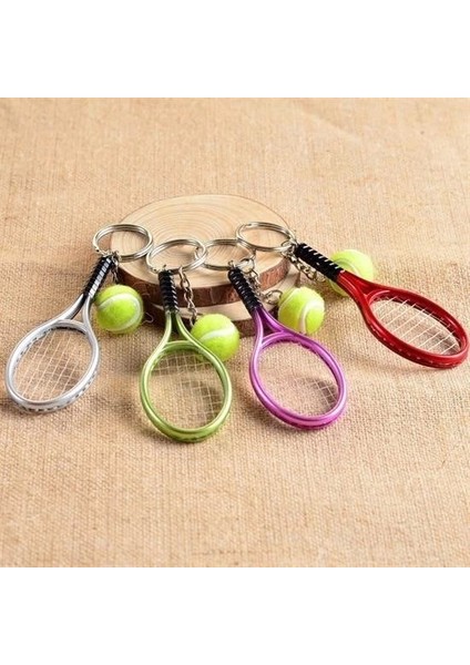 Gerçekçi Tenis Raketi Tasarımlı Şık Anahtarlık Kolye Çanta Süsü Tennis Keychain