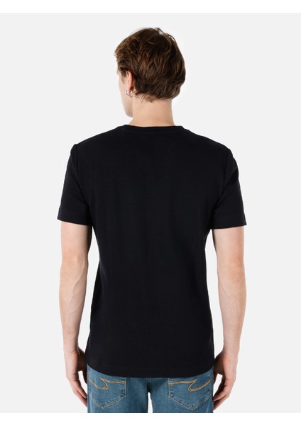 Regular Fit Yuvarlak Yaka Erkek Siyah Kısa Kol Tişört Cl1067785