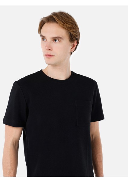 Regular Fit Yuvarlak Yaka Erkek Siyah Kısa Kol Tişört Cl1067785