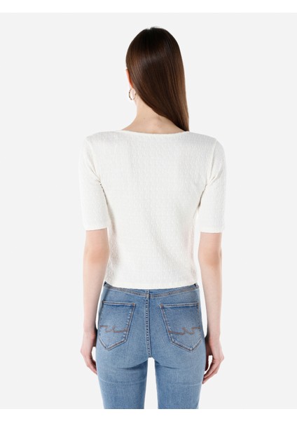 Slim Fit V Yaka Kadın Beyaz Kısa Kol Tişört Cl1067968 fiyatları