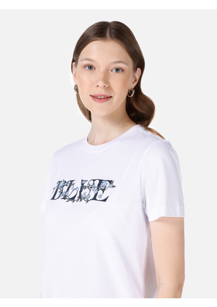Regular Fit Yuvarlak Yaka Kadın Beyaz Kısa Kol Tişört Cl1068004 fırsatları