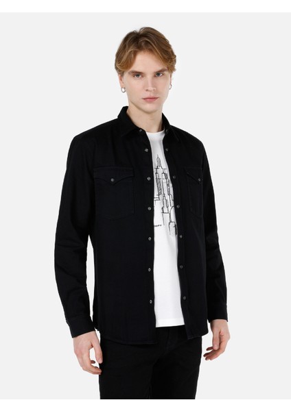 Regular Fit Klasik Yaka Erkek Mavi Uzun Kol Gömlek Cl1068600