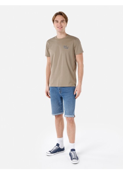 Regular Fit Yuvarlak Yaka Erkek Gri Kısa Kol Tişört Cl1068195